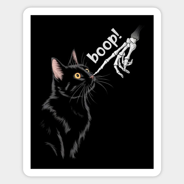 Boop! Halloween Cat and Skeleton Hand Design Magnet by Designed By Marty